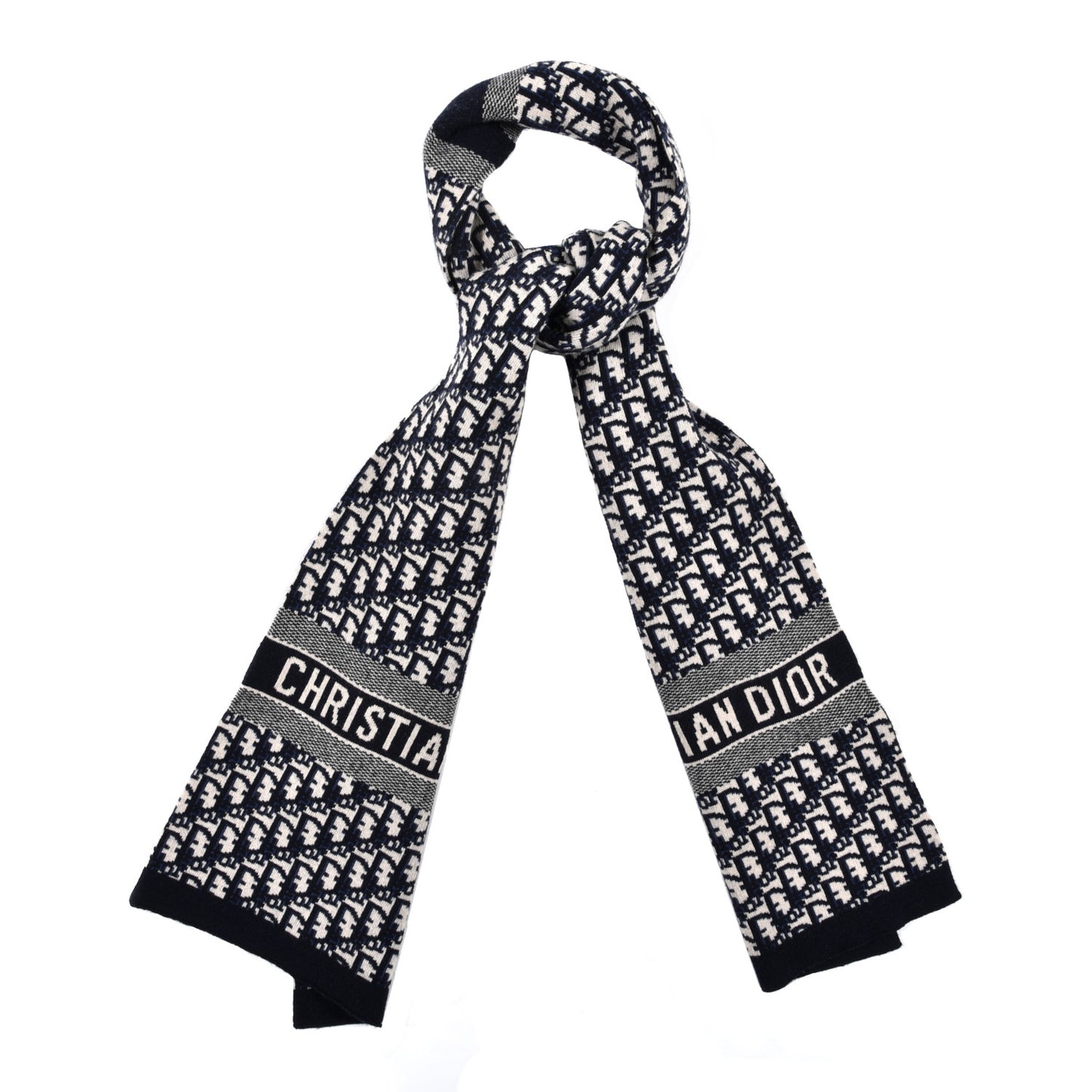 Wool Cashmere Oblique Scarf Beige Blue Black