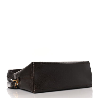 Chanel Caviar Logo Shopping Tote Dark Brown 4 of 9