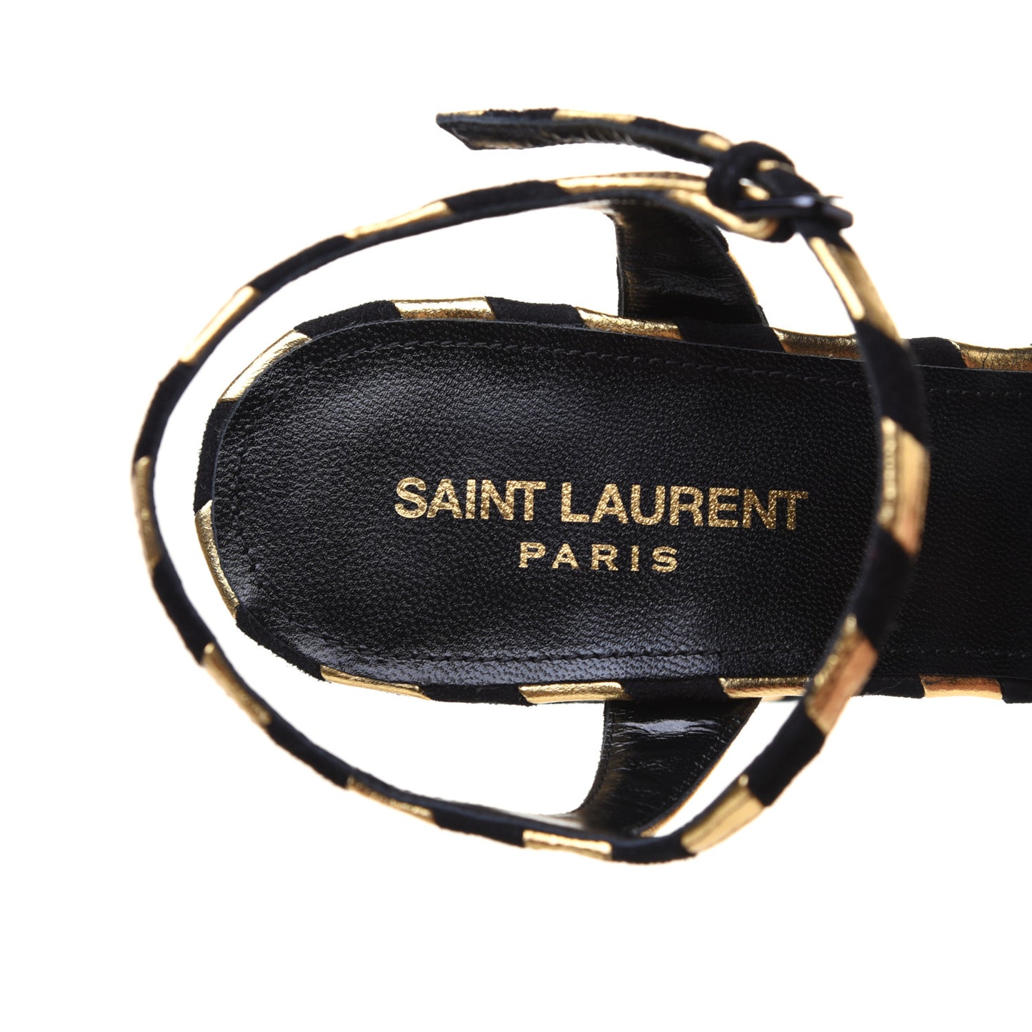 Metallic Suede Bianca 125 Platform Sandals 38 Black Gold