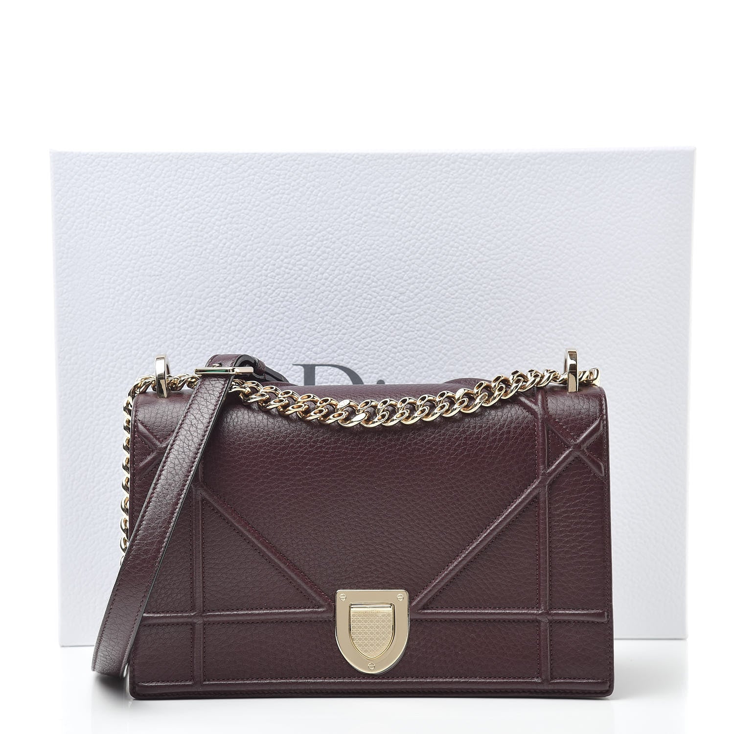 Christian Dior Grained Calfskin Medium Diorama Flap Bag Amaranth 12 of 12