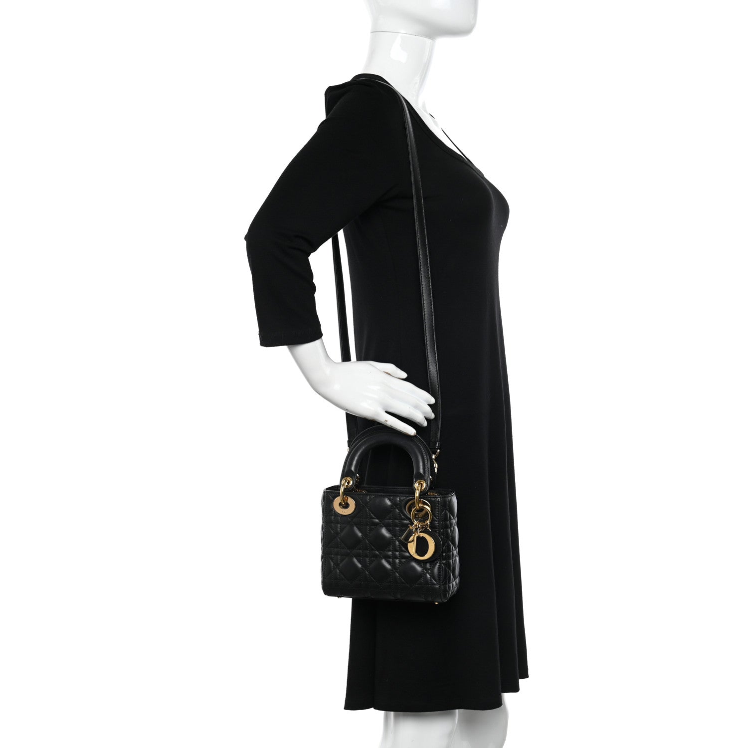 Christian Dior Lambskin Cannage Mini Lady Dior Black 2 of 11