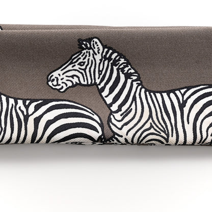 Hermes Silk Les Zebres Twilly Gris Taupe Black White 7 of 7