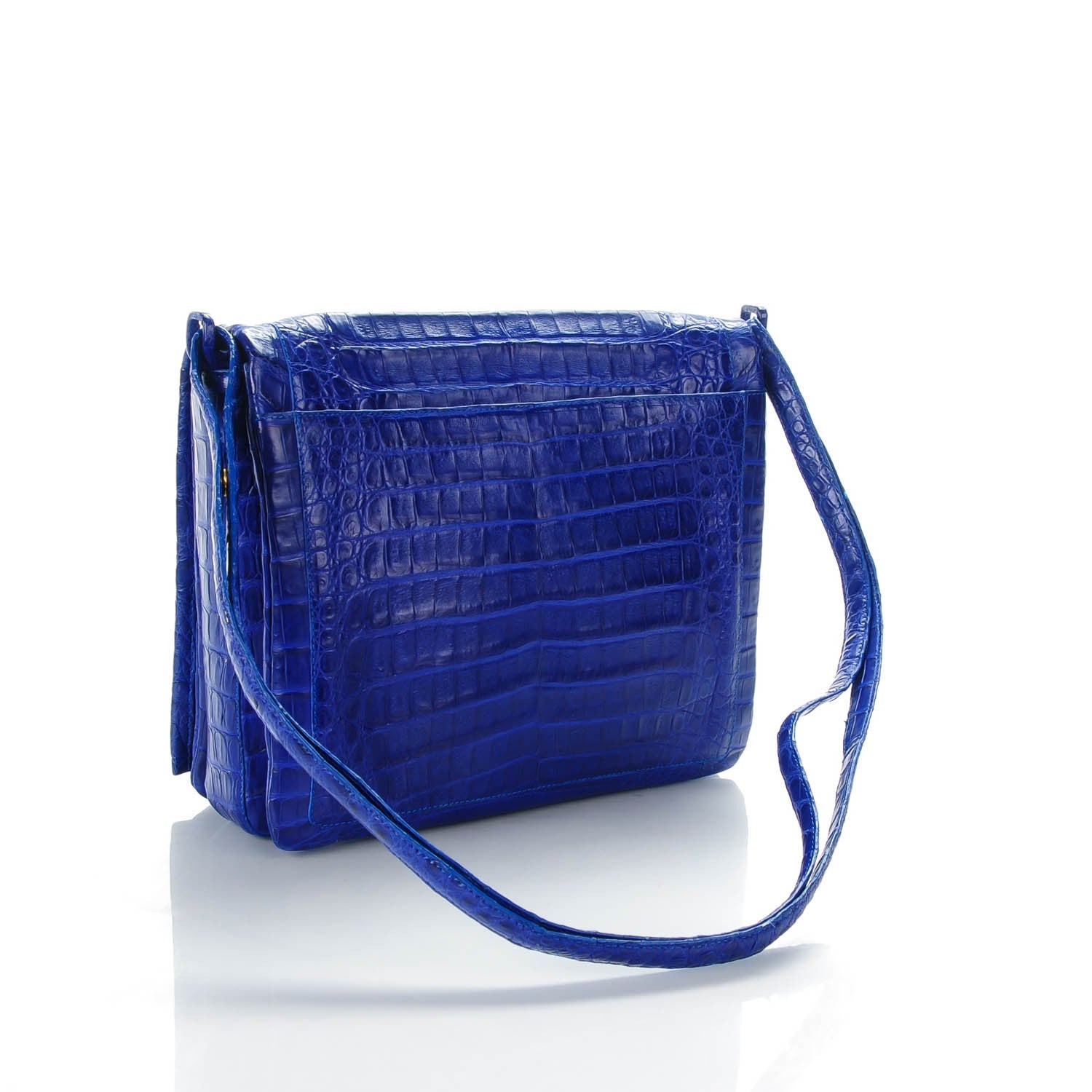 Nancy Gonzalez Crocodile Front Flap Shoulder Bag Cobalt 3 of 7