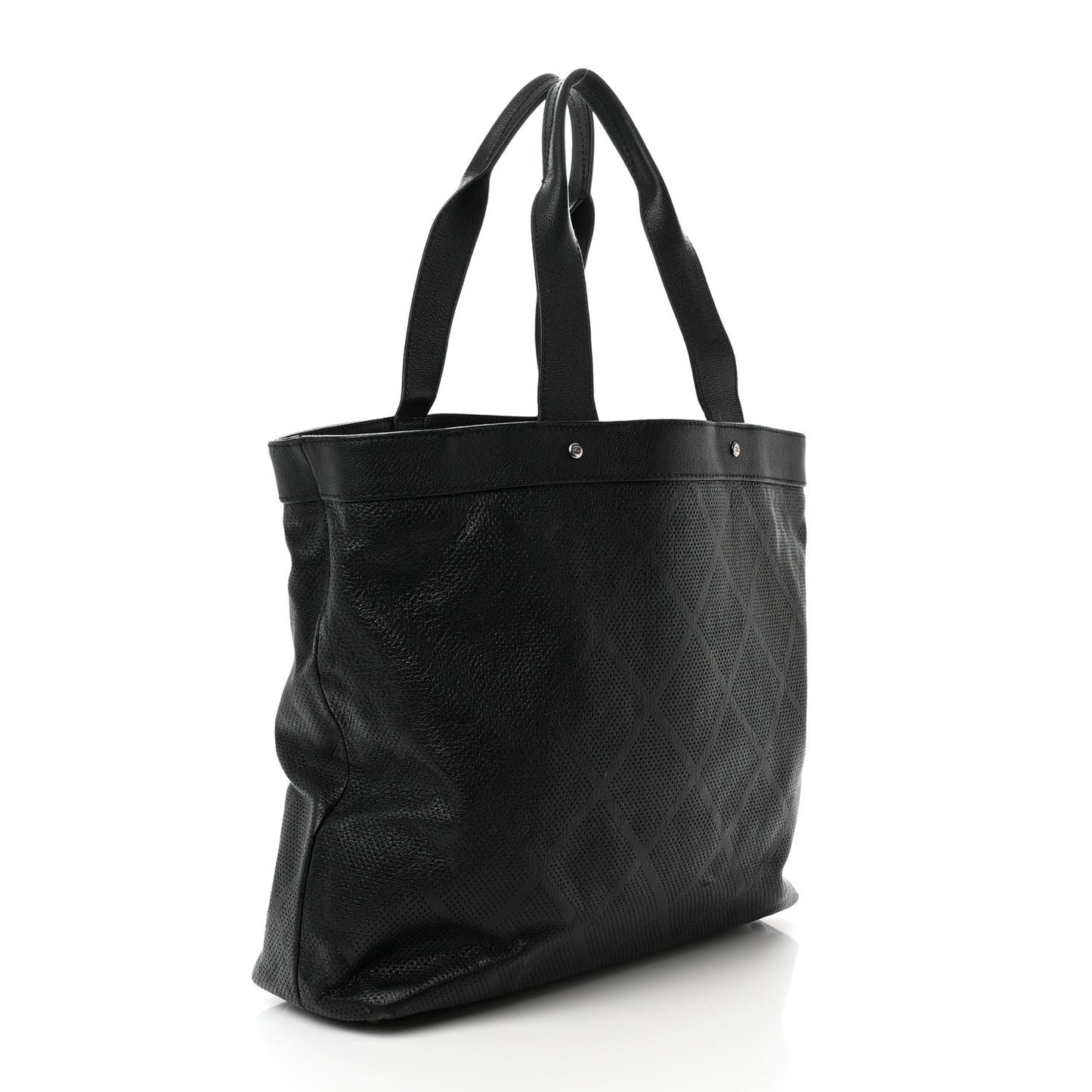 Goatskin Perforated Large CC Tote Black
