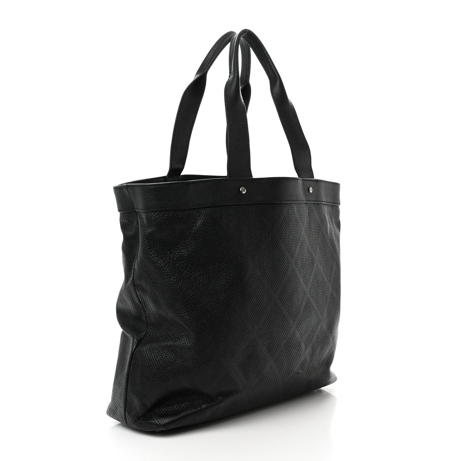 Chanel Goatskin Perforated Large CC Tote Black 3 of 16