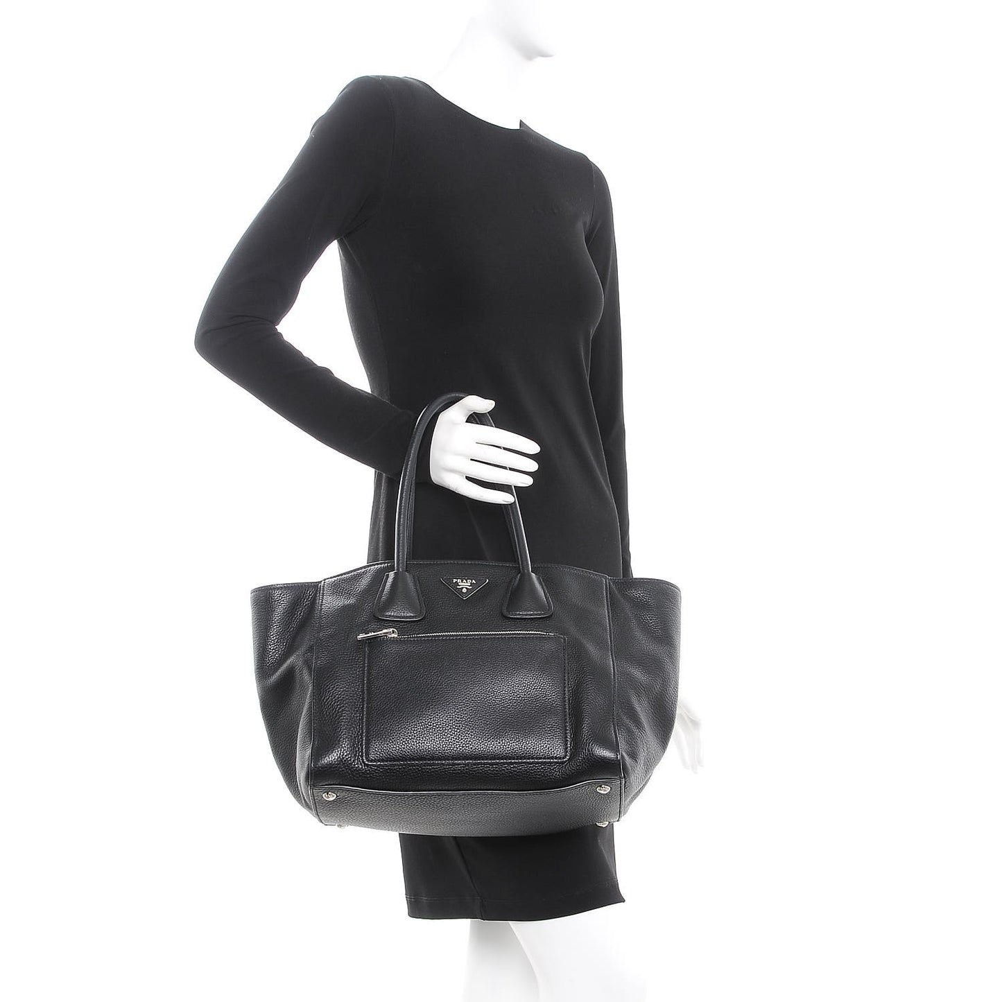Vitello Phenix Shopping Tote Black