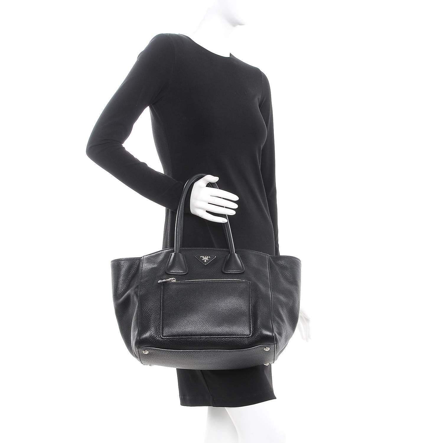Prada Vitello Phenix Shopping Tote Black 2 of 12