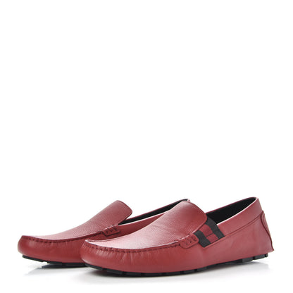 Gucci Calfskin Web Mens Driver Loafers 8.5 Red 2 of 8
