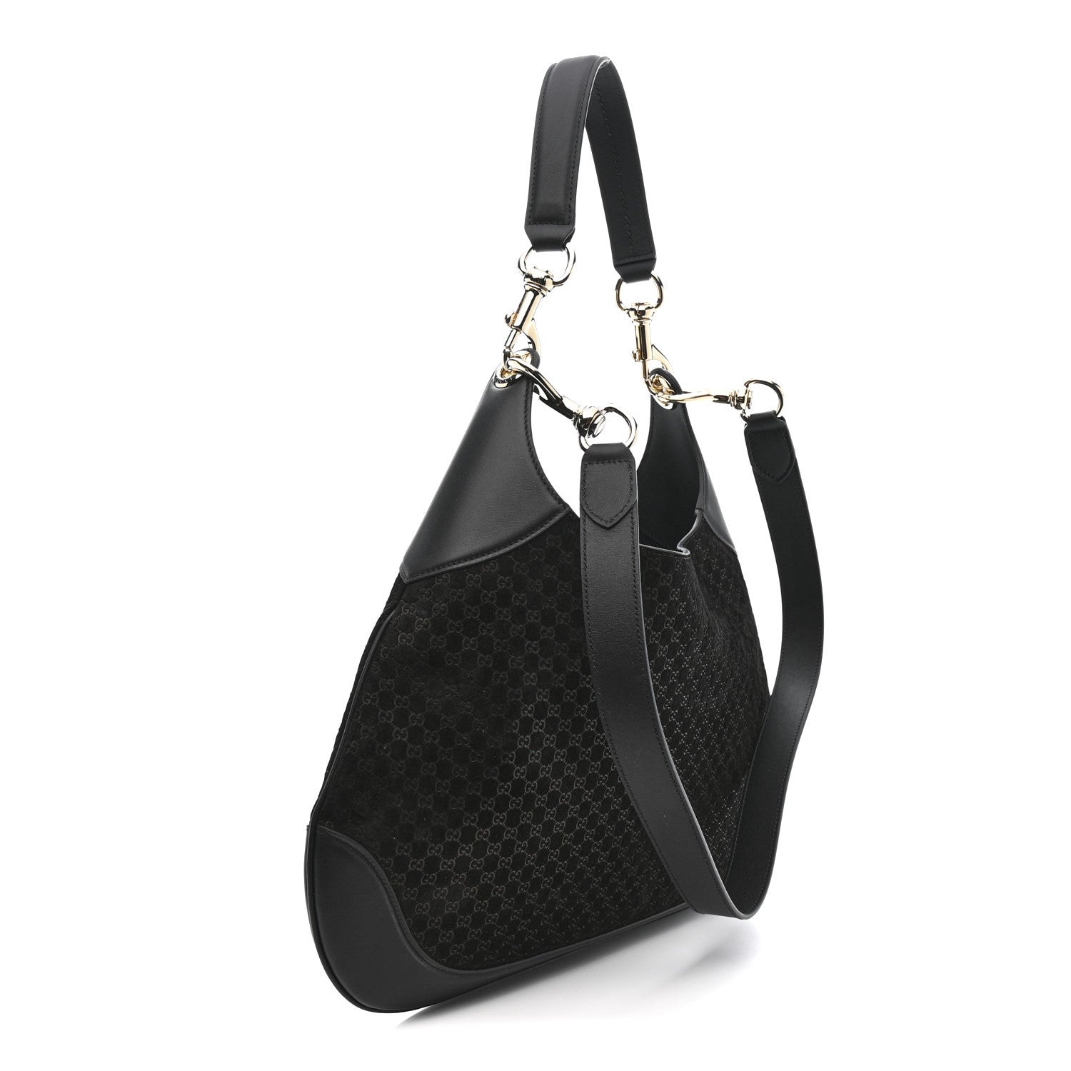 Gucci Suede Micro GG Calfskin B Medium Shoulder Bag  Arabella Black 3 of 10