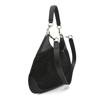 Gucci Suede Micro GG Calfskin B Medium Shoulder Bag  Arabella Black 3 of 10