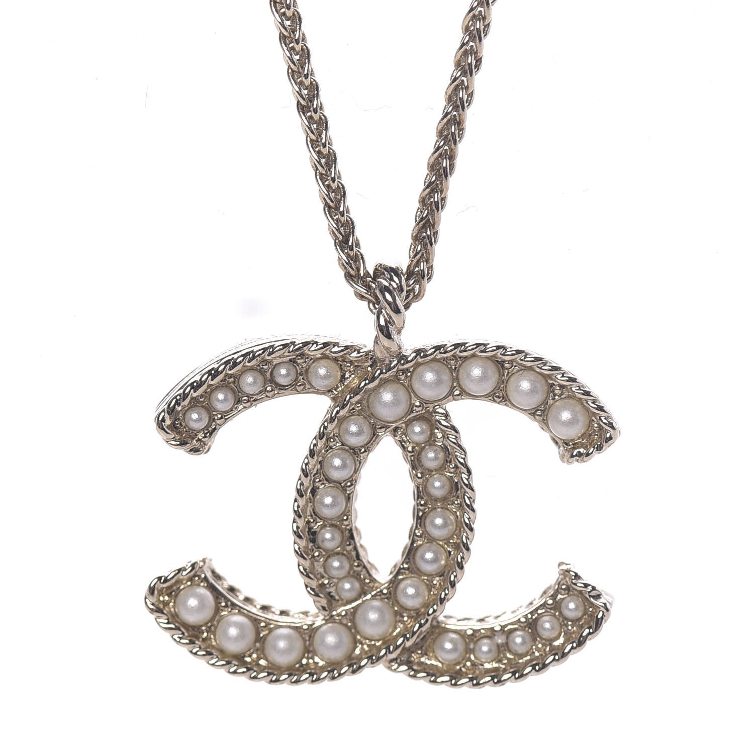 Chanel Pearl CC Pendant Necklace Gold 3 of 6