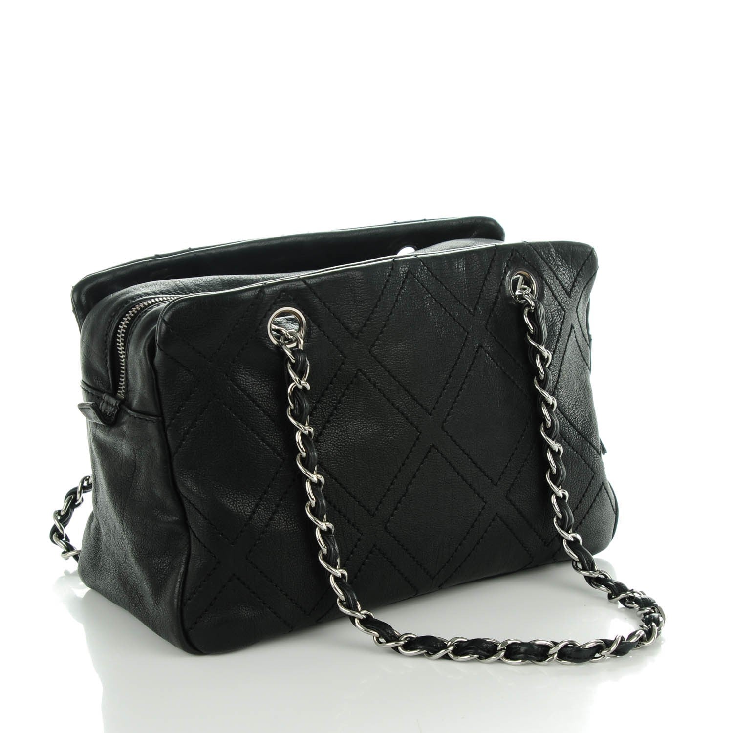 Chanel Calfskin Small Diamond Stitch Tote Black 3 of 7