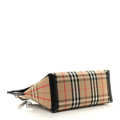 Burberry Calfskin Vintage Check Small Society Top Handle Bag Archive Beige Black 4 of 11
