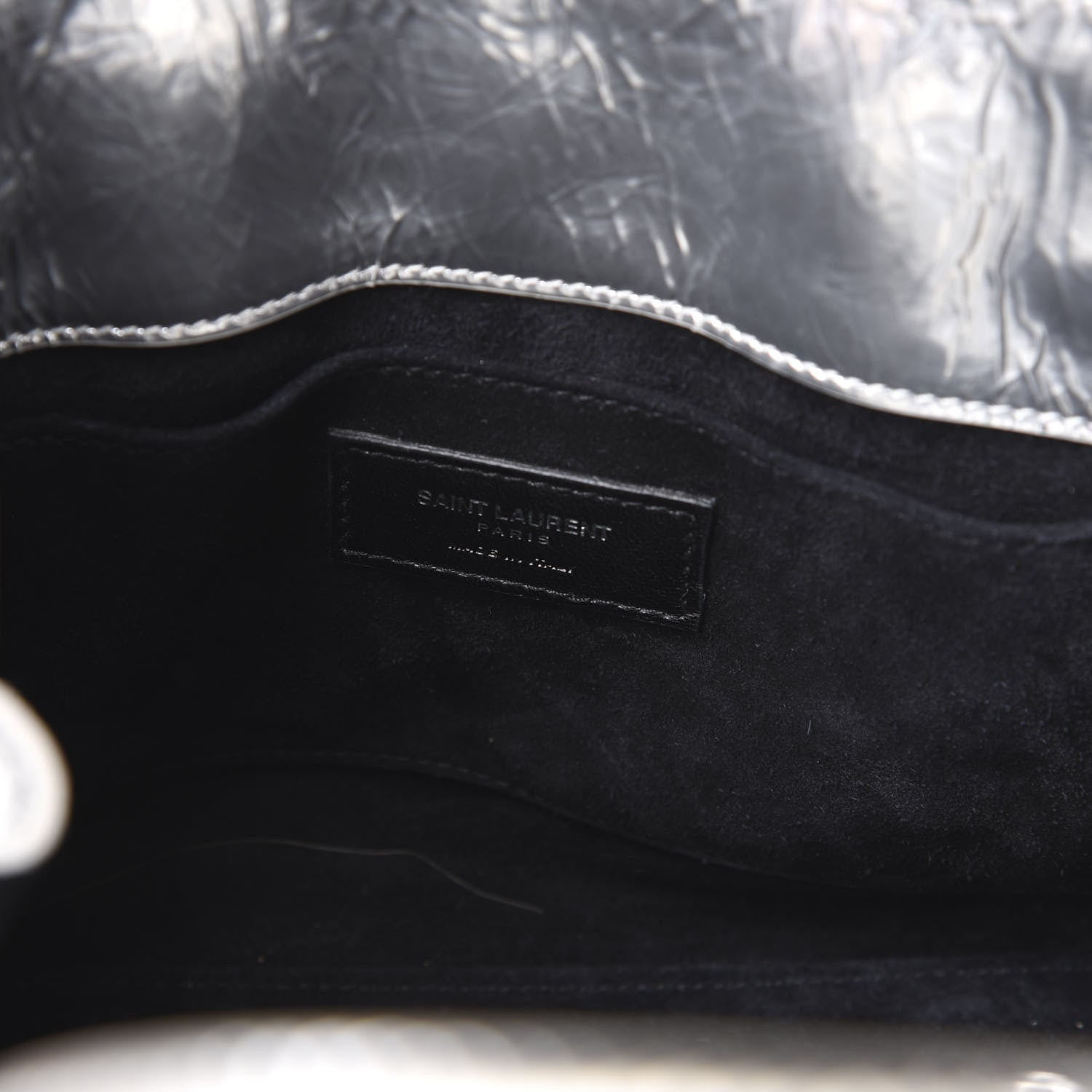 Saint Laurent Metallic Crinkled Calfskin Nano Supple Sac De Jour Silver 7 of 8