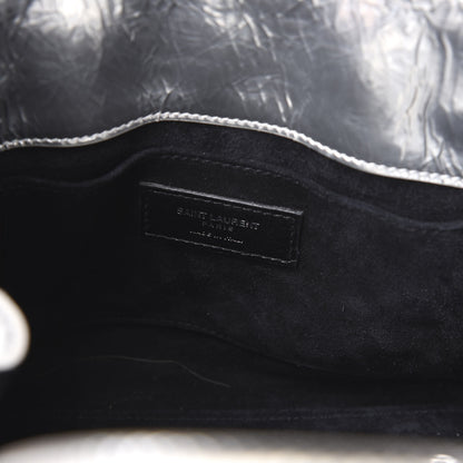 Saint Laurent Metallic Crinkled Calfskin Nano Supple Sac De Jour Silver 7 of 8