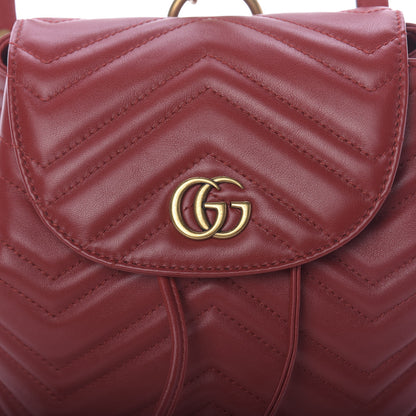 Gucci Calfskin Matelasse GG Marmont Flap Backpack Hibiscus Red 9 of 9