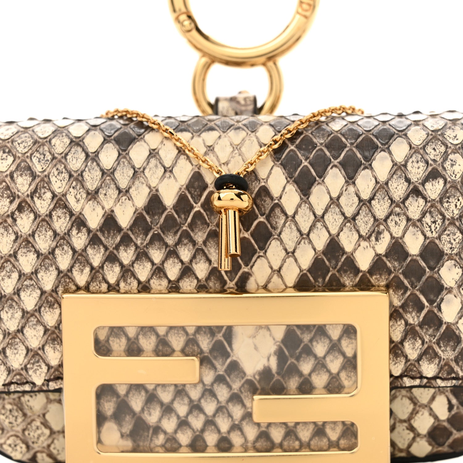 Fendi Snakeskin Nano Maxi Buckle Baguette Charm Daisy Roccia 8 of 10