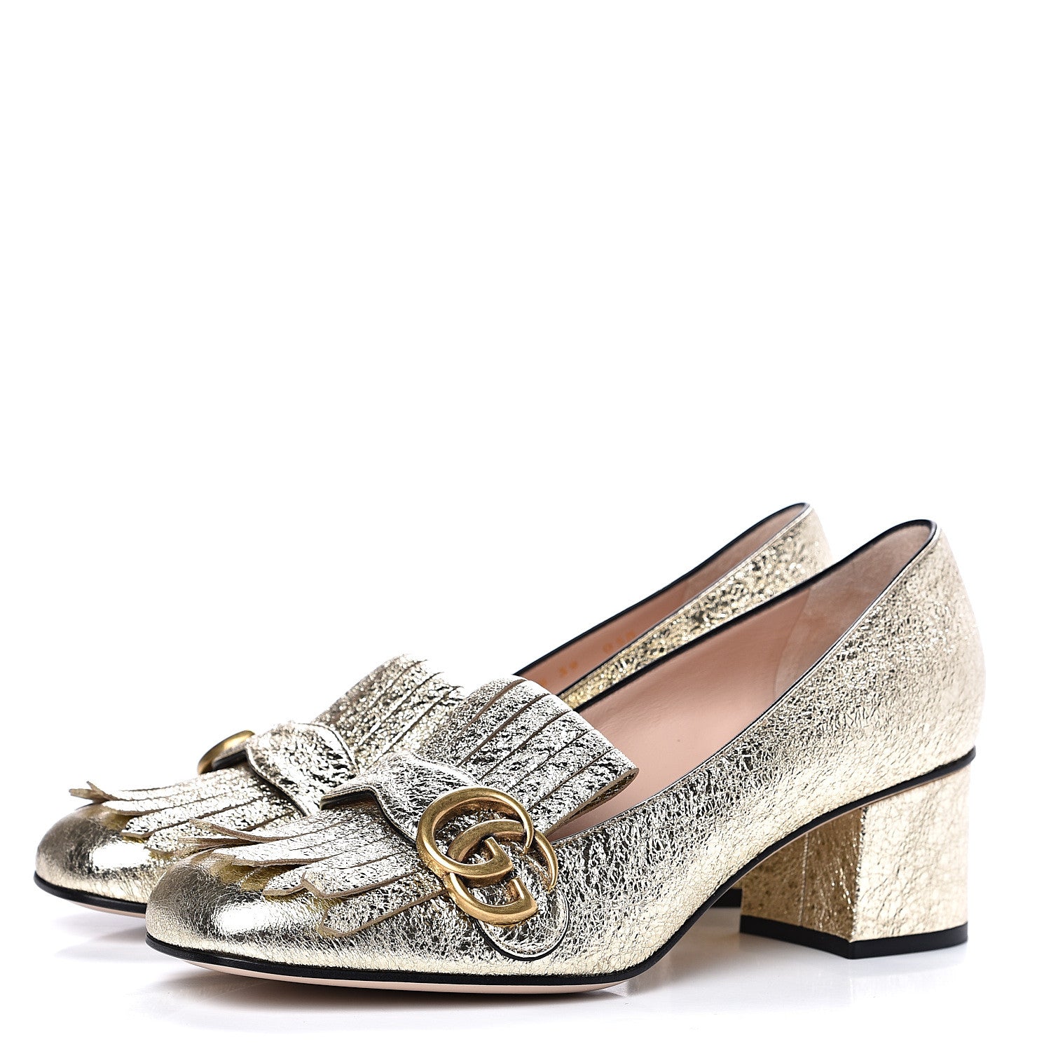 Gucci Galassia GG Marmont Fringe 50mm Loafer Pumps 39 Platino 3 of 11