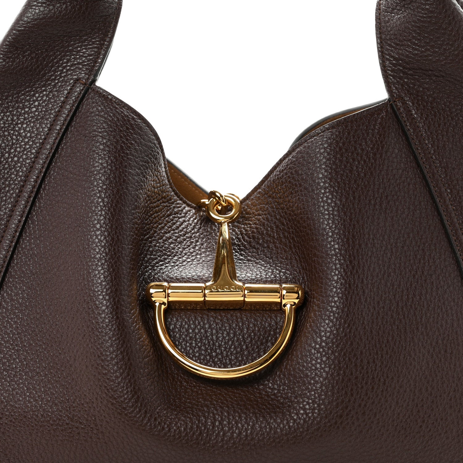Gucci Grained Calfskin Softbit Maxi Shoulder Bag Dark Brown 9 of 11