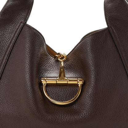 Gucci Grained Calfskin Softbit Maxi Shoulder Bag Dark Brown 9 of 11
