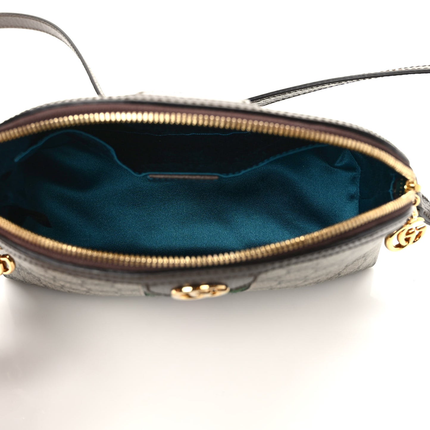 GG Supreme Monogram Textured Dollar Calfskin Web Small Ophidia Dome Shoulder Bag Beige Ebony New Acero