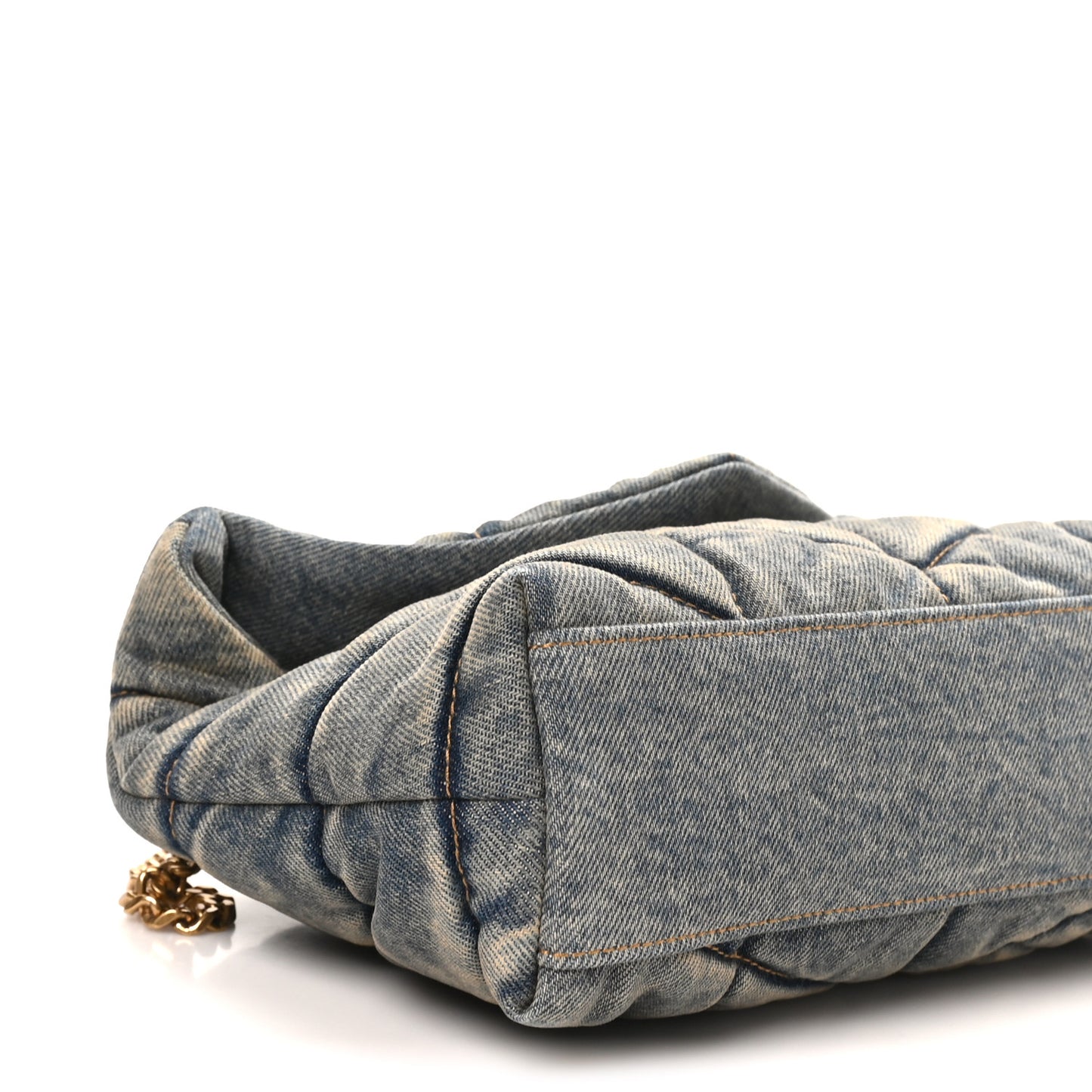 Denim Quilted Toy Loulou Puffer Monogram Chain Satchel Blue Cinnamon
