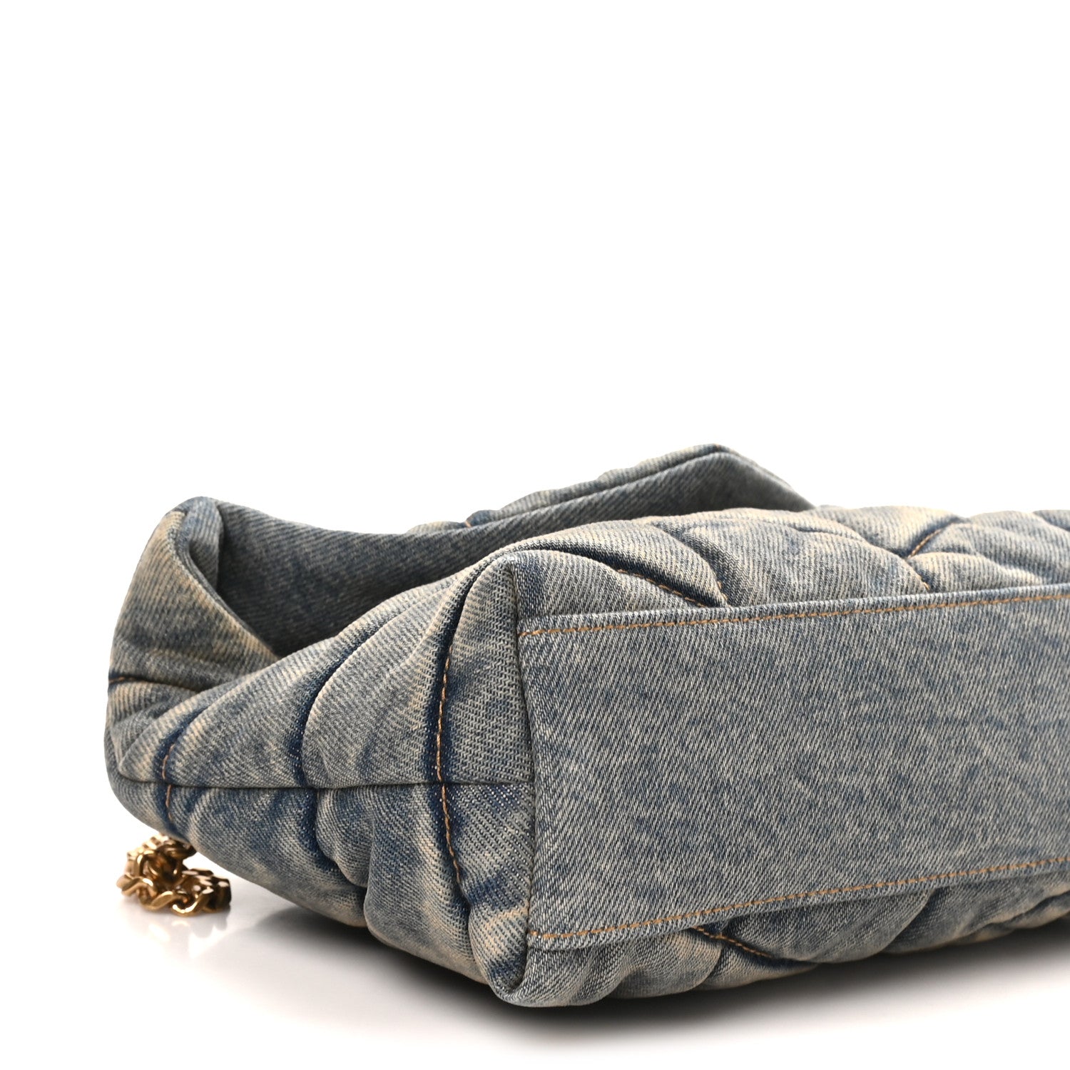 Saint Laurent Denim Quilted Toy Loulou Puffer Monogram Chain Satchel Blue Cinnamon 9 of 10