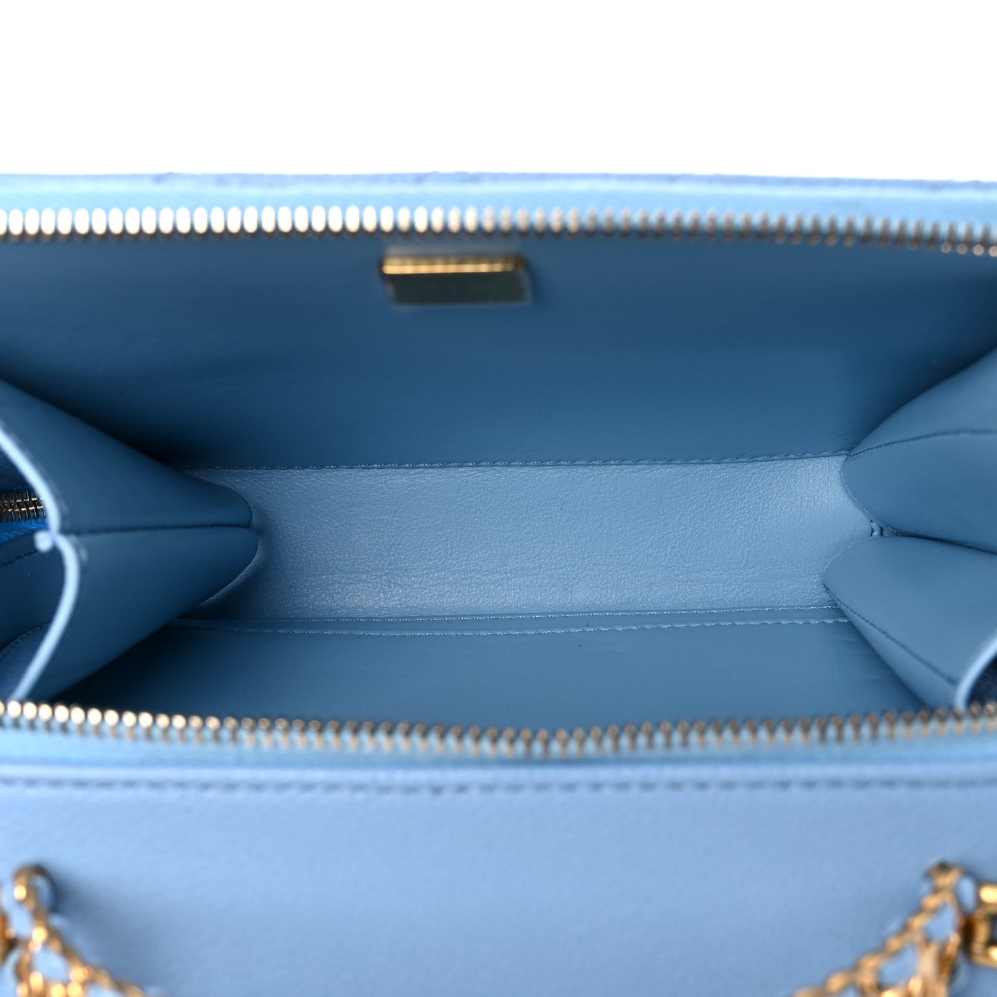 Caviar Quilted Small Pick Me Up Vanity Case Light Blue