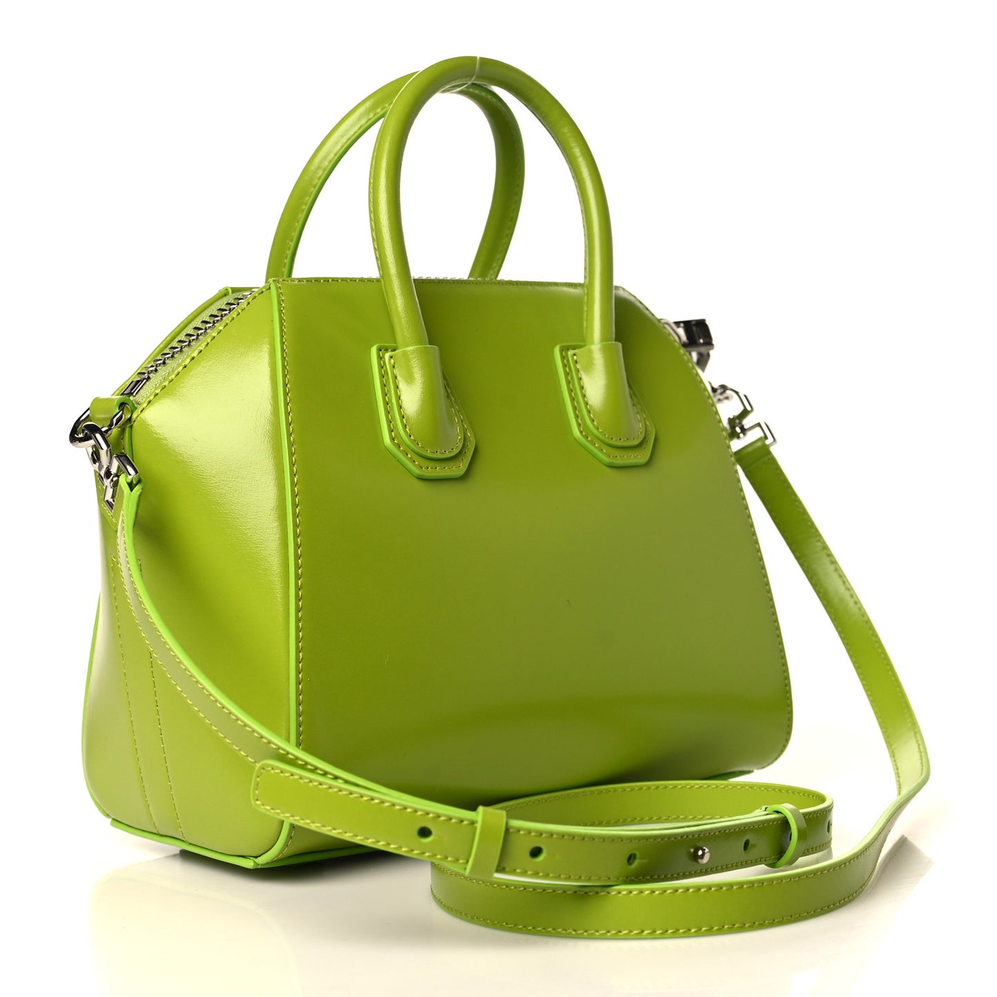Shiny Lord Calfskin Mini Antigona Citrus Green