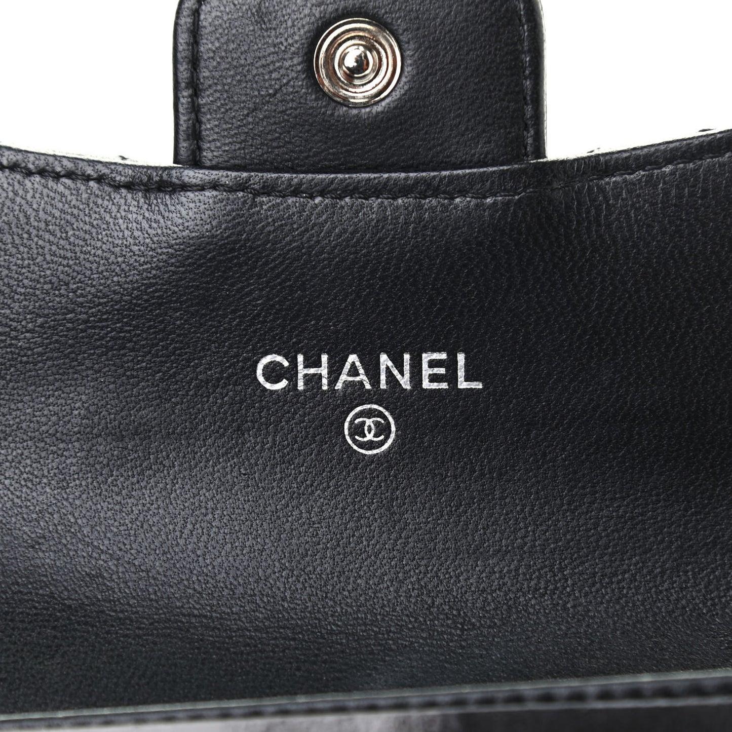 Lambskin Quilted Flap Card Holder Black