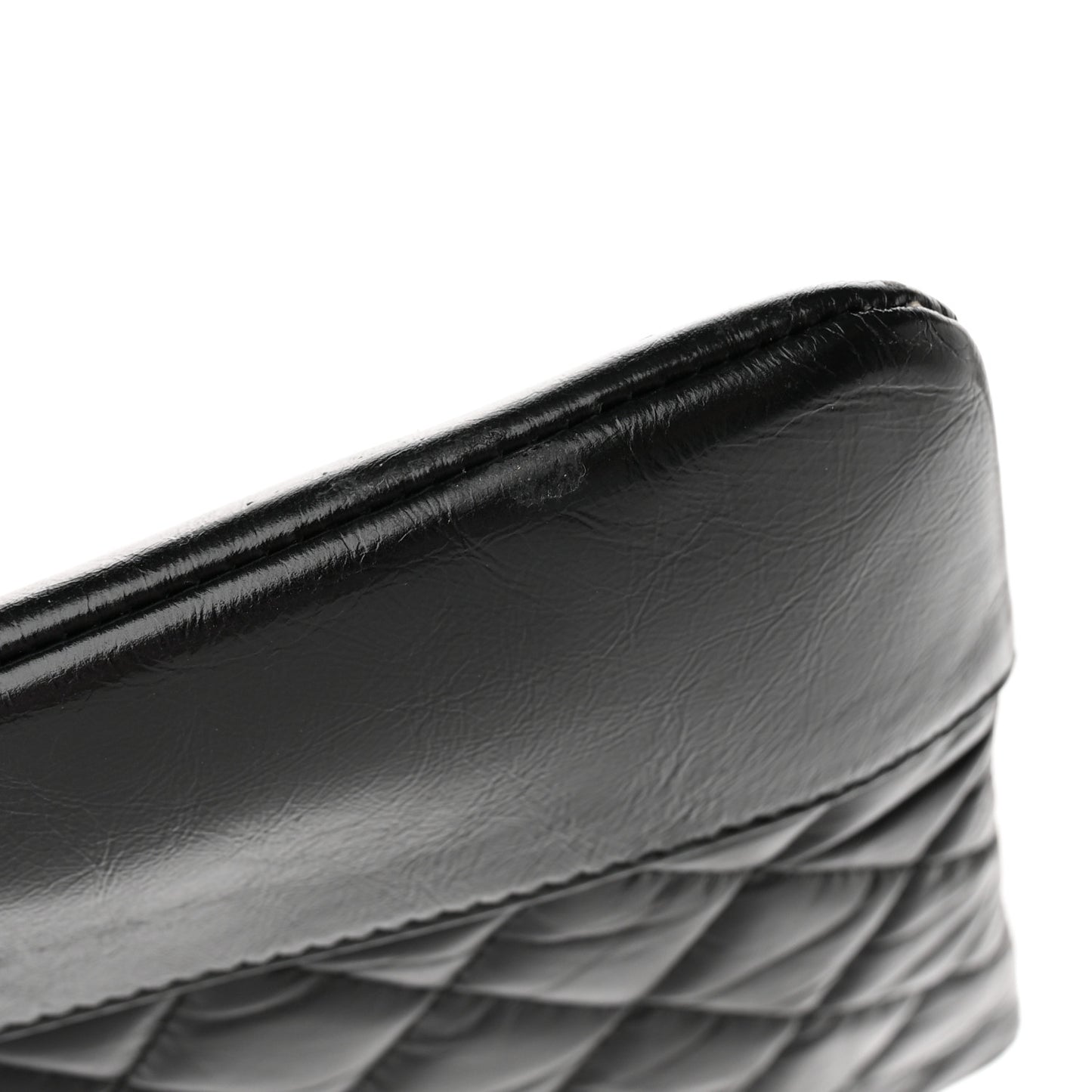 Aged Calfskin Quilted Medium Gabrielle Cosmetic Case Black