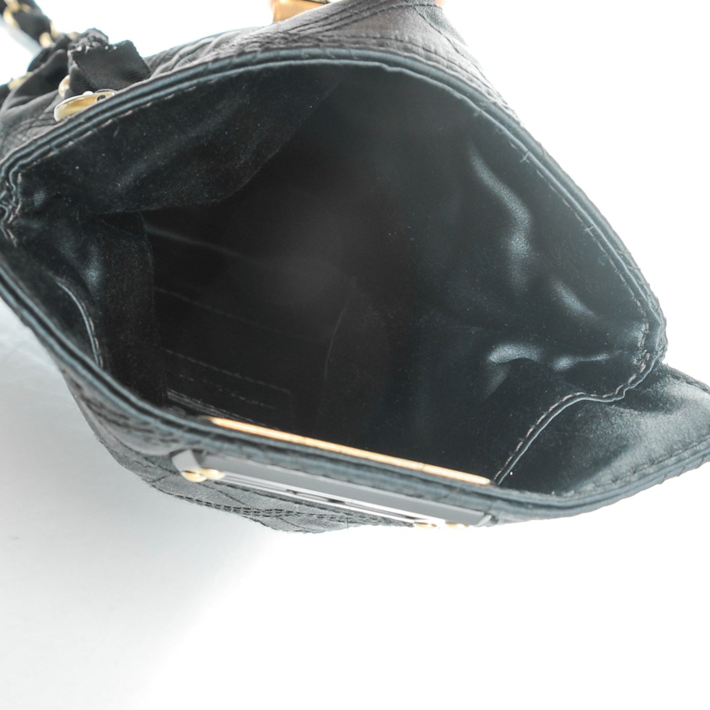 Satin Quilted Mini Happy Pop Crossbody Black
