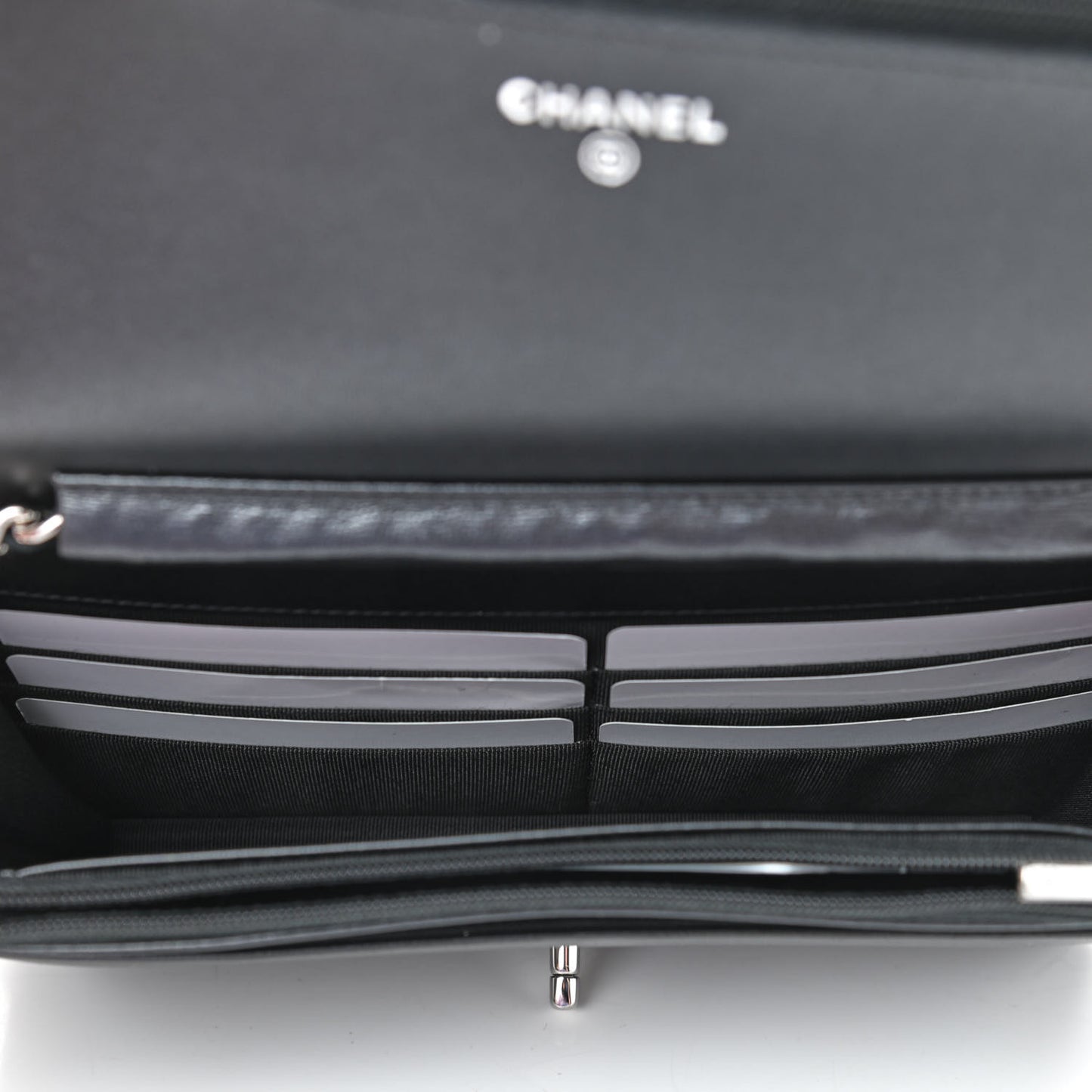 Lambskin Crystal Quilted Wallet On Chain WOC Black