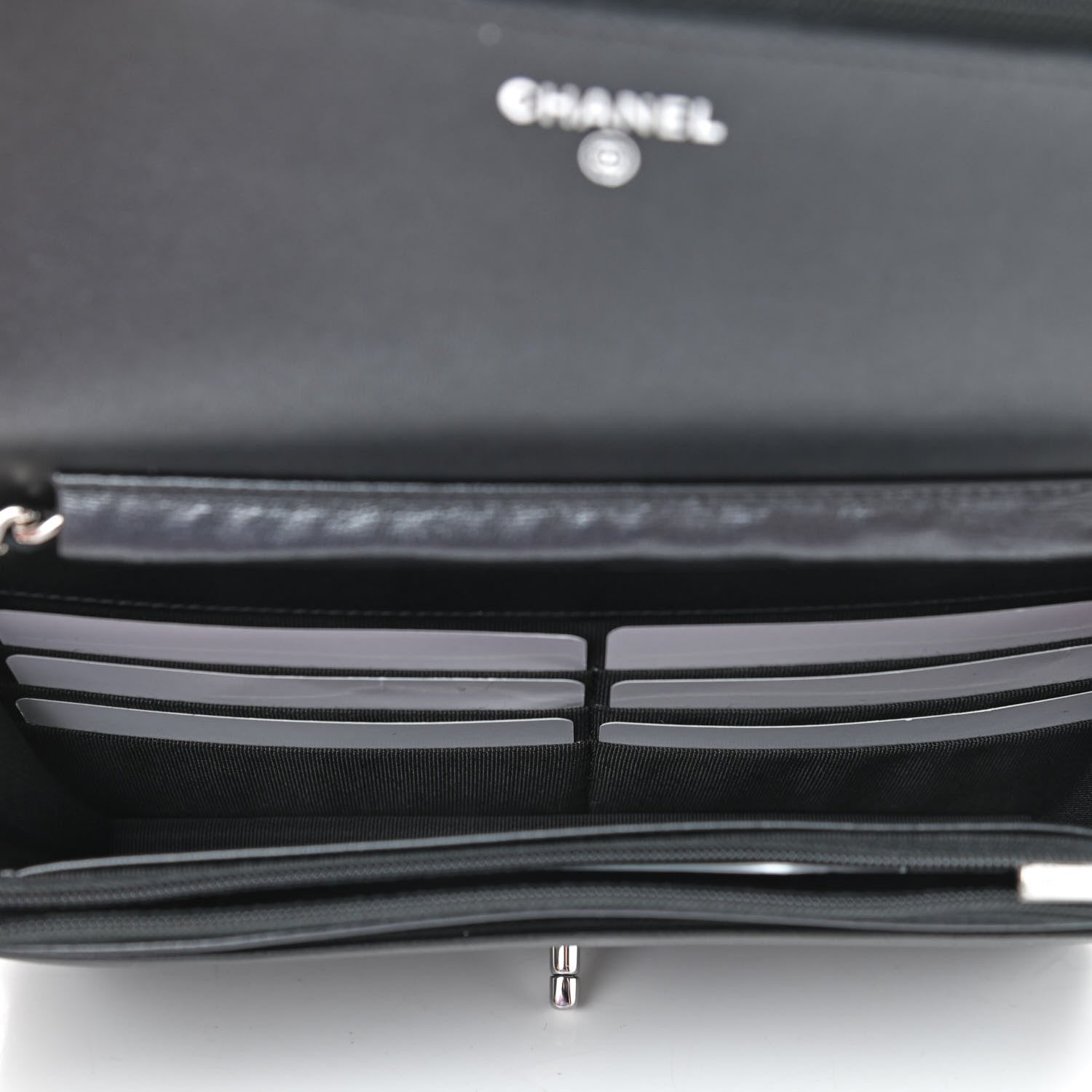 Chanel Lambskin Crystal Quilted Wallet On Chain WOC Black 4 of 11