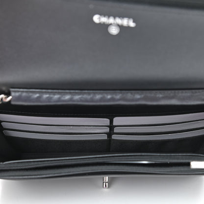 Chanel Lambskin Crystal Quilted Wallet On Chain WOC Black 4 of 11
