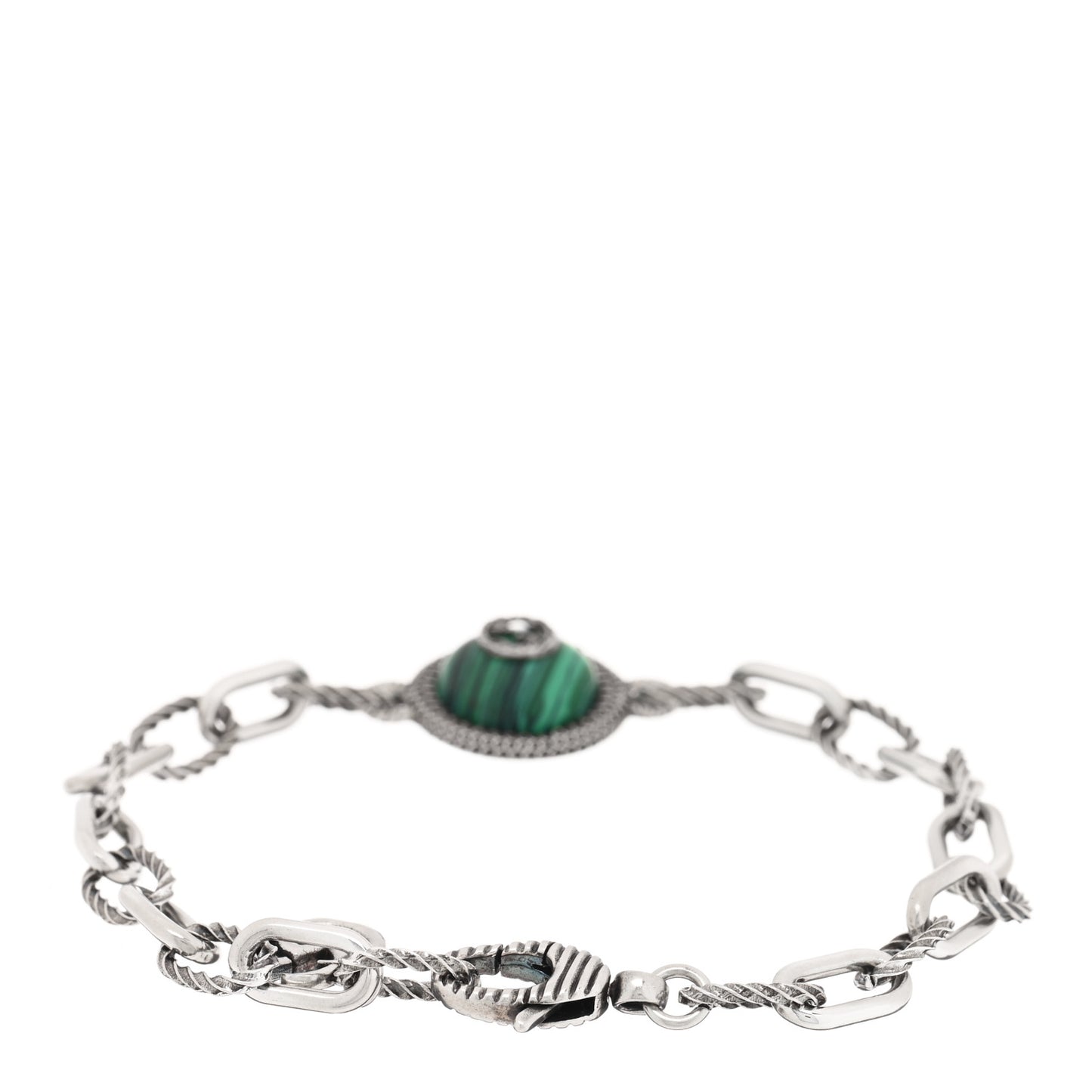 Sterling Silver Malachite Garden GG Bracelet