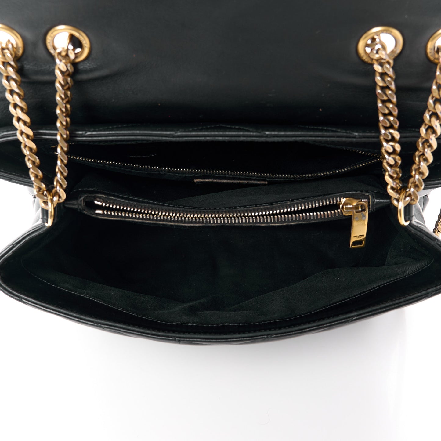 Calfskin Y Quilted Monogram Medium Loulou Chain Satchel Black