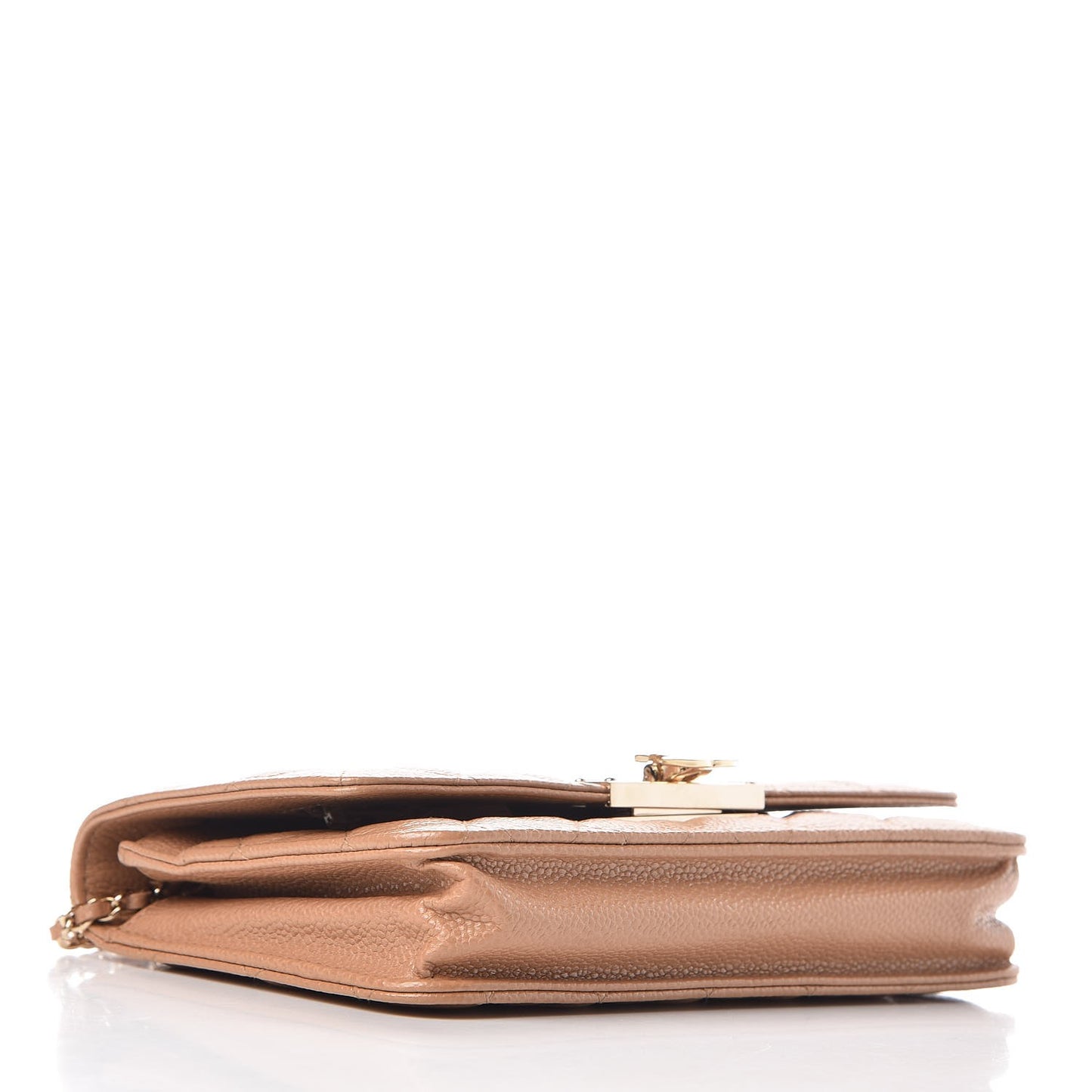 Caviar Quilted Golden Class Wallet On Chain WOC Beige