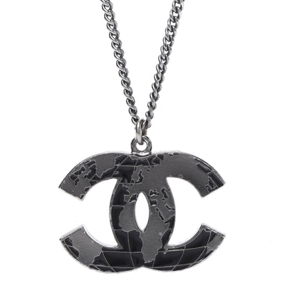 Chanel Ruthenium Globe CC Pendant Necklace Dark Silver 4 of 6