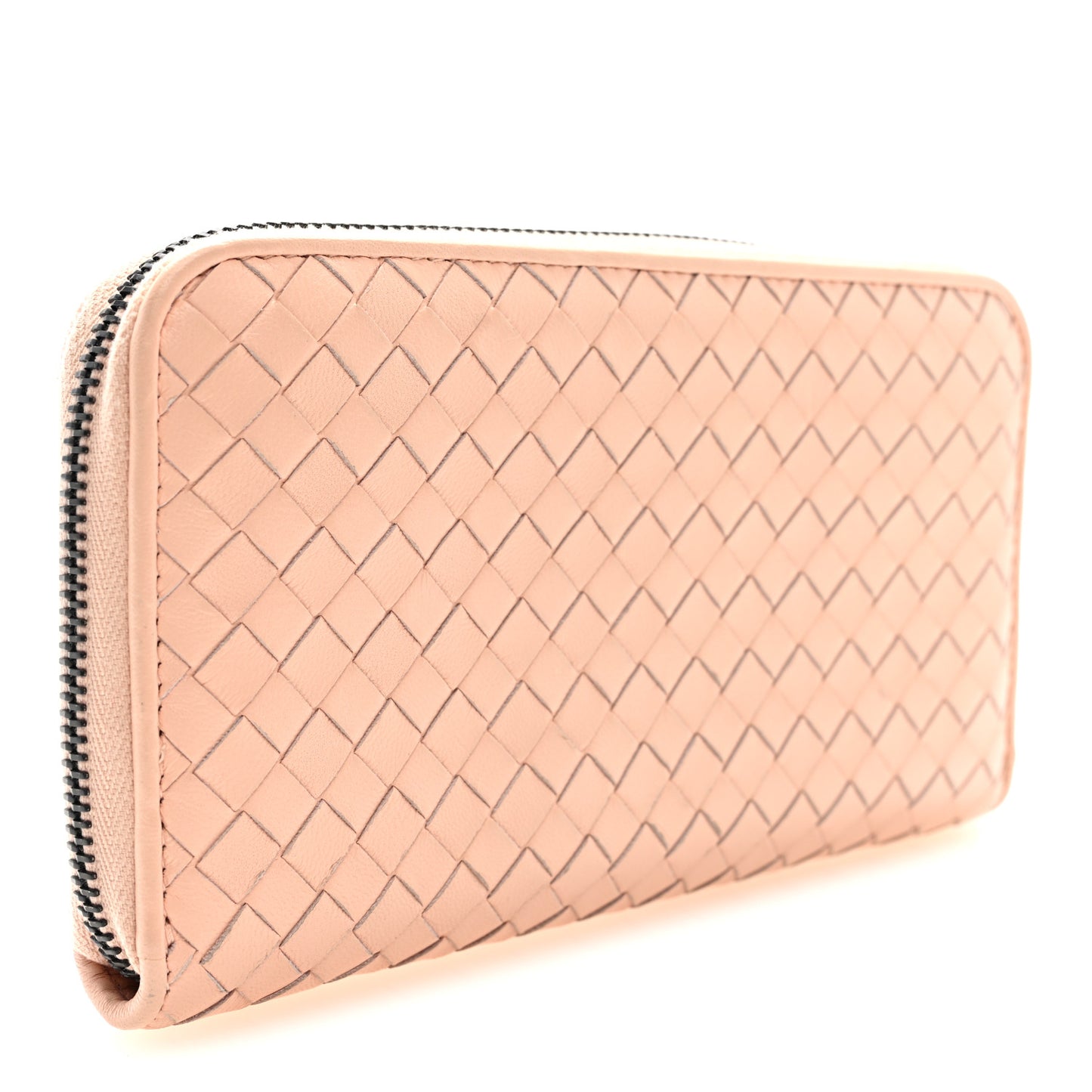 Nappa Intrecciato Zip Around Wallet Flamingo