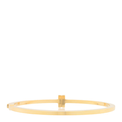 Tiffany 18K Yellow Gold Diamond T Hinged Wire Bangle Bracelet 2 of 4