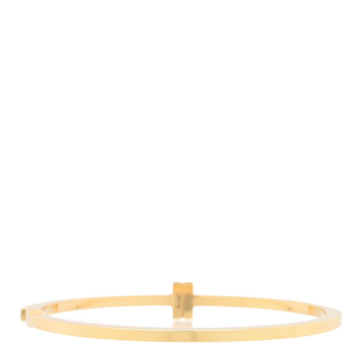 Tiffany 18K Yellow Gold Diamond T Hinged Wire Bangle Bracelet 2 of 4