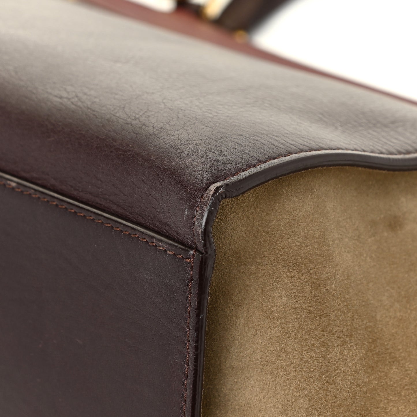 Calfskin Suede Tri-Color Medium Trapeze Burgundy