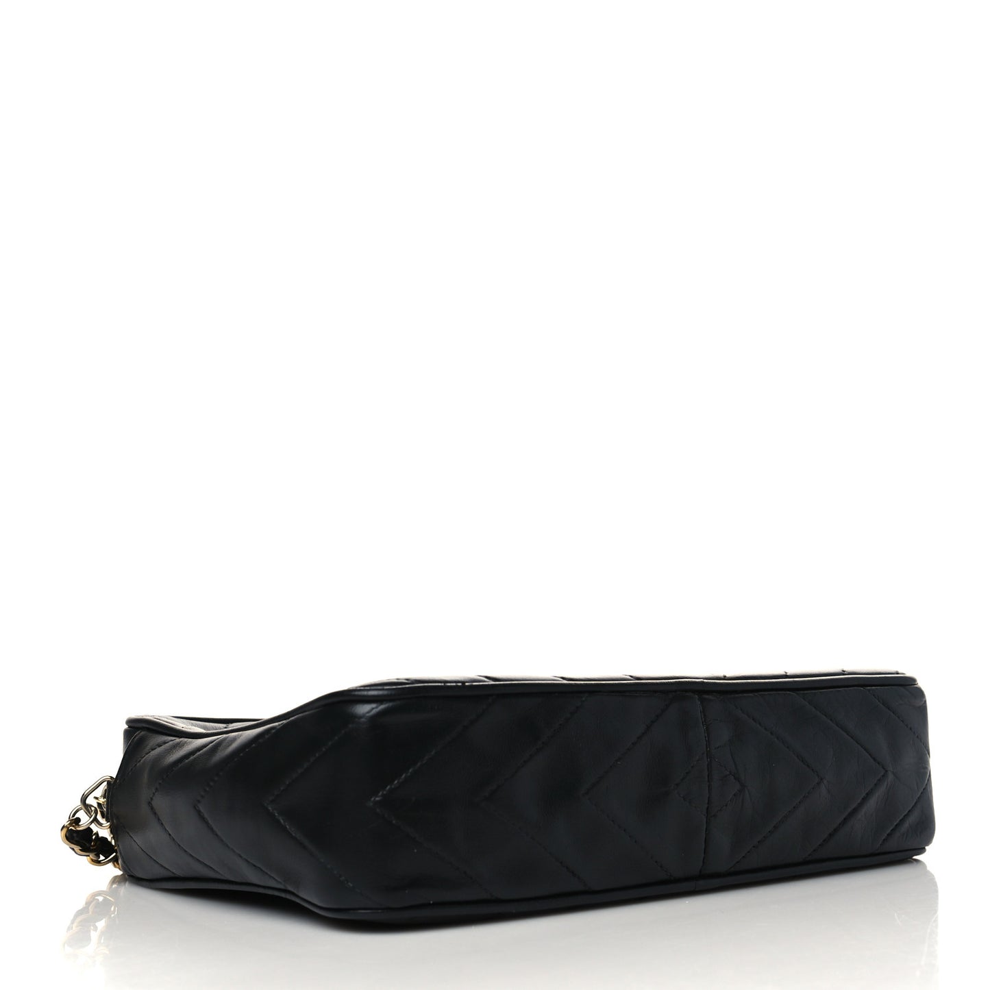 Lambskin Chevron Quilted Tassel Camera Case Black