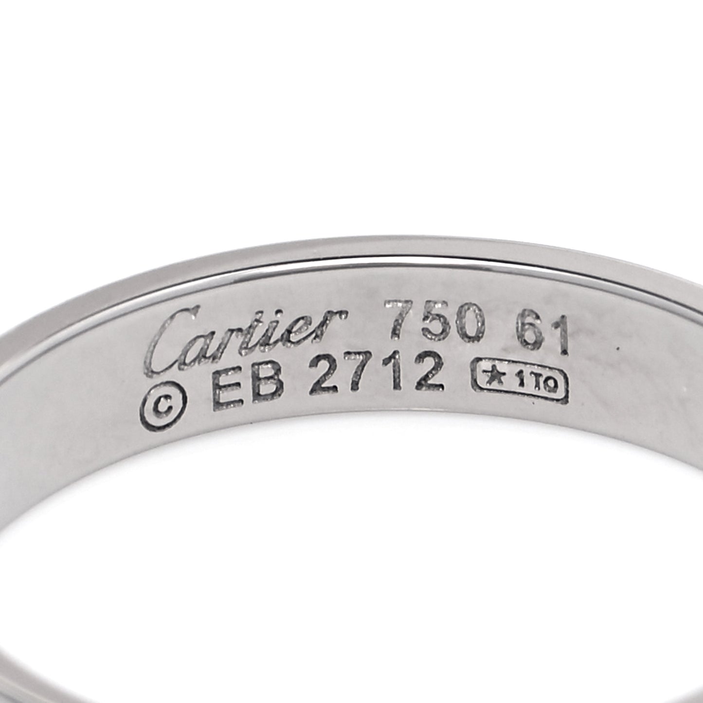 18K White Gold 4mm LOVE Wedding Band Ring 61 9.5