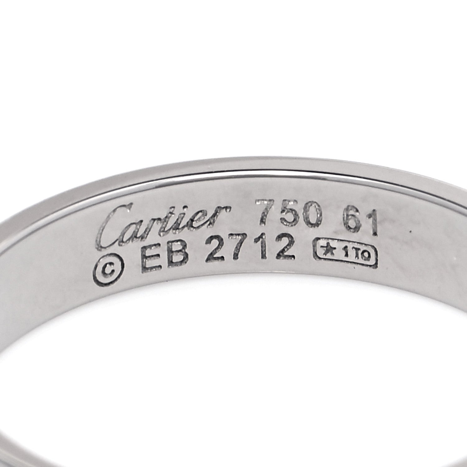 Cartier 18K White Gold 4mm LOVE Wedding Band Ring 61 9.5 4 of 4