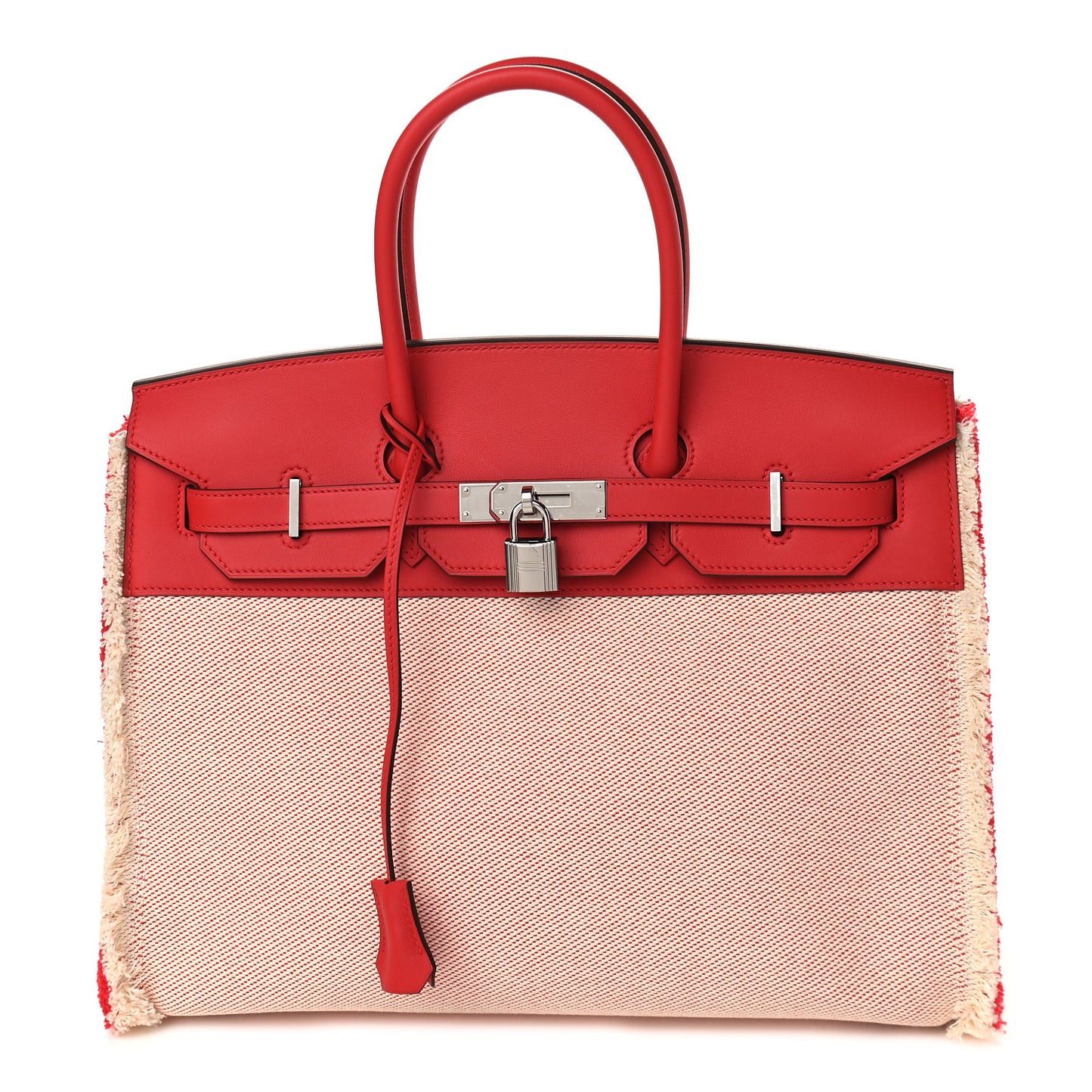Swift Twill H Fray Fray Birkin 35 Rouge de Coeur Ecru