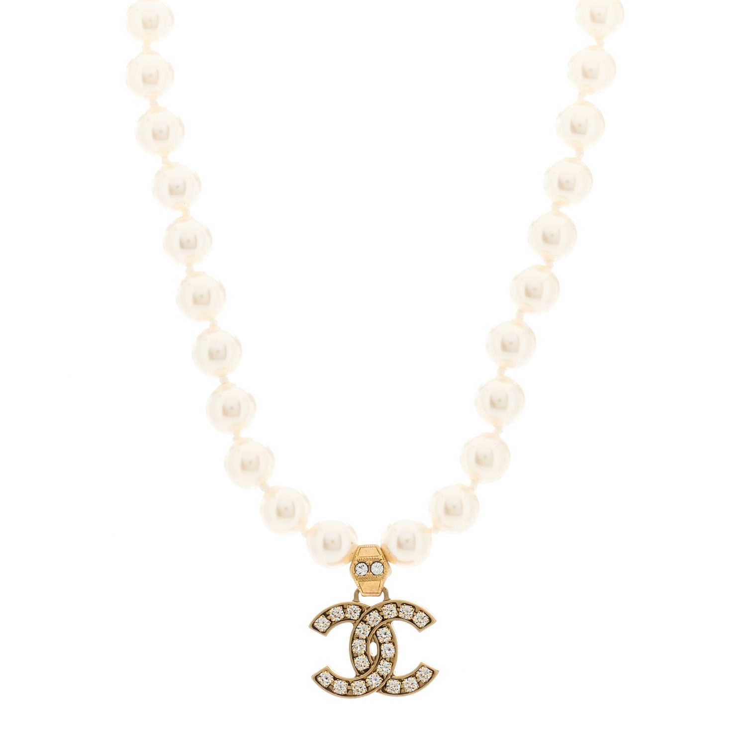 Chanel Pearl Crystal CC Choker Necklace 1 of 5