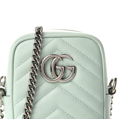 Gucci Calfskin Matelasse Mini GG Marmont Crossbody Bag Water Green 10 of 10