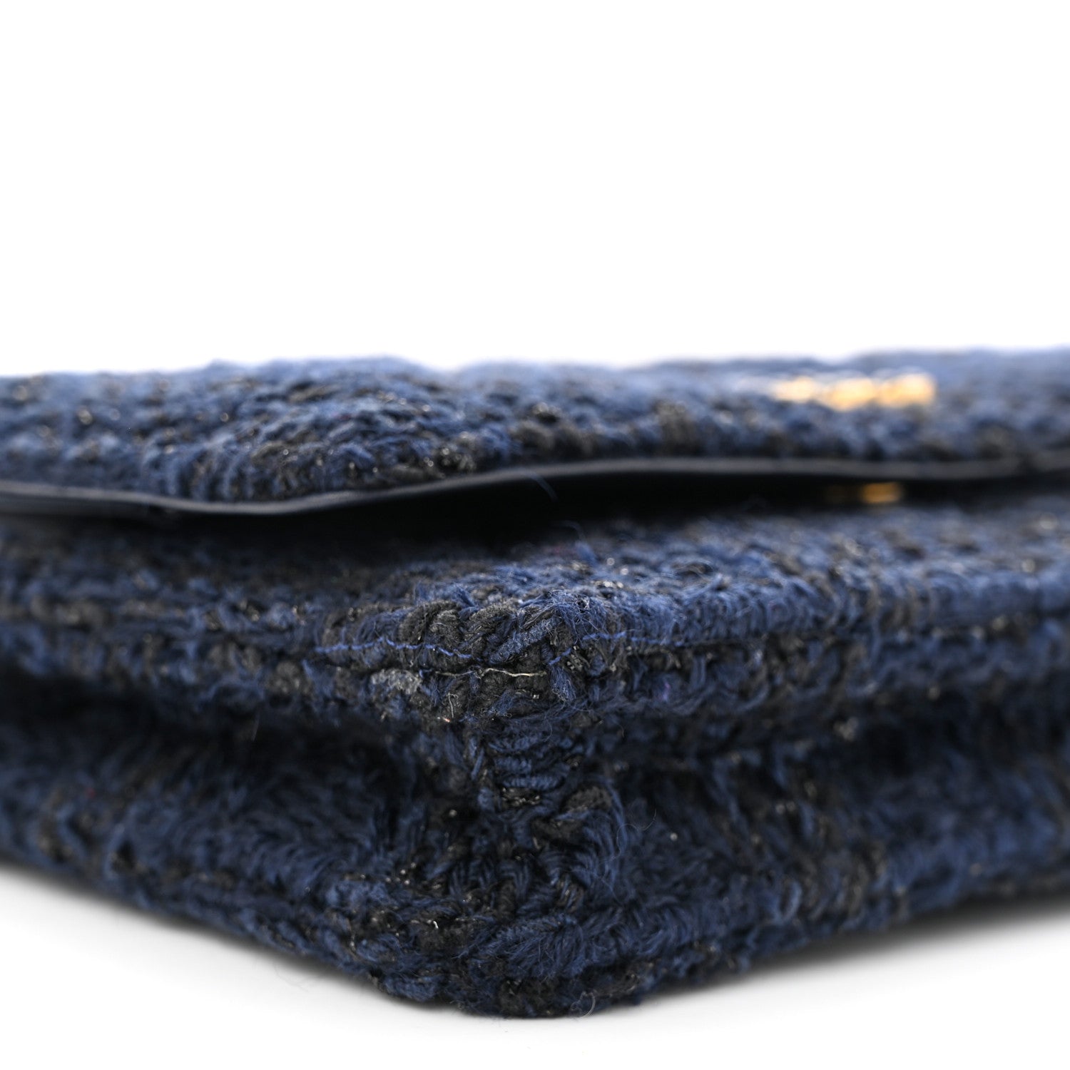Chanel Wool Tweed Lambskin Quilted Chanel 19 Wallet On Chain WOC Navy 11 of 13